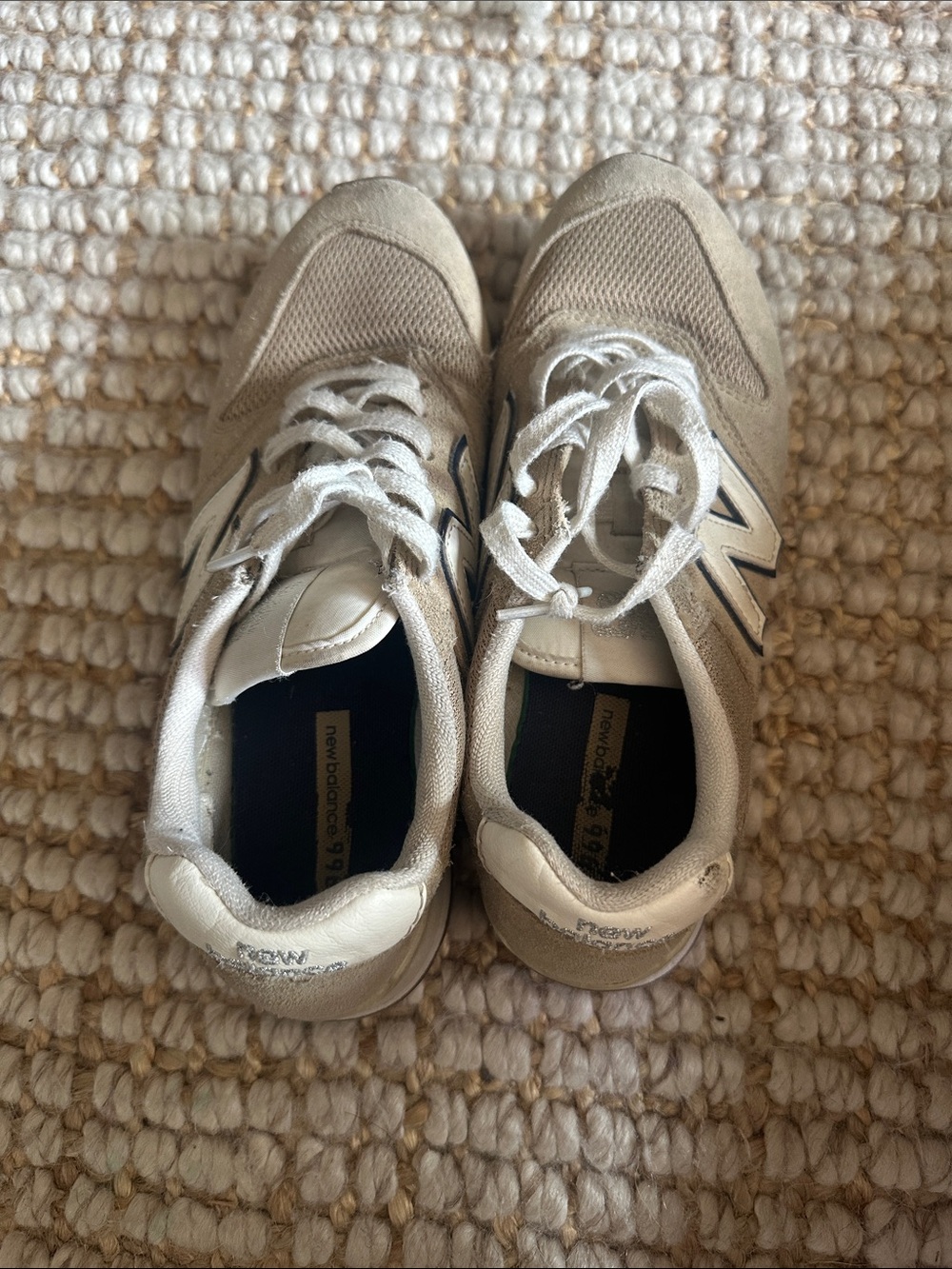 New Balance Beige with Navy 'N' Logo Running Shoes